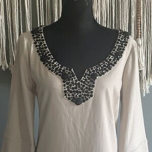 BCBG Nude with Black JewelsTunic  Dress